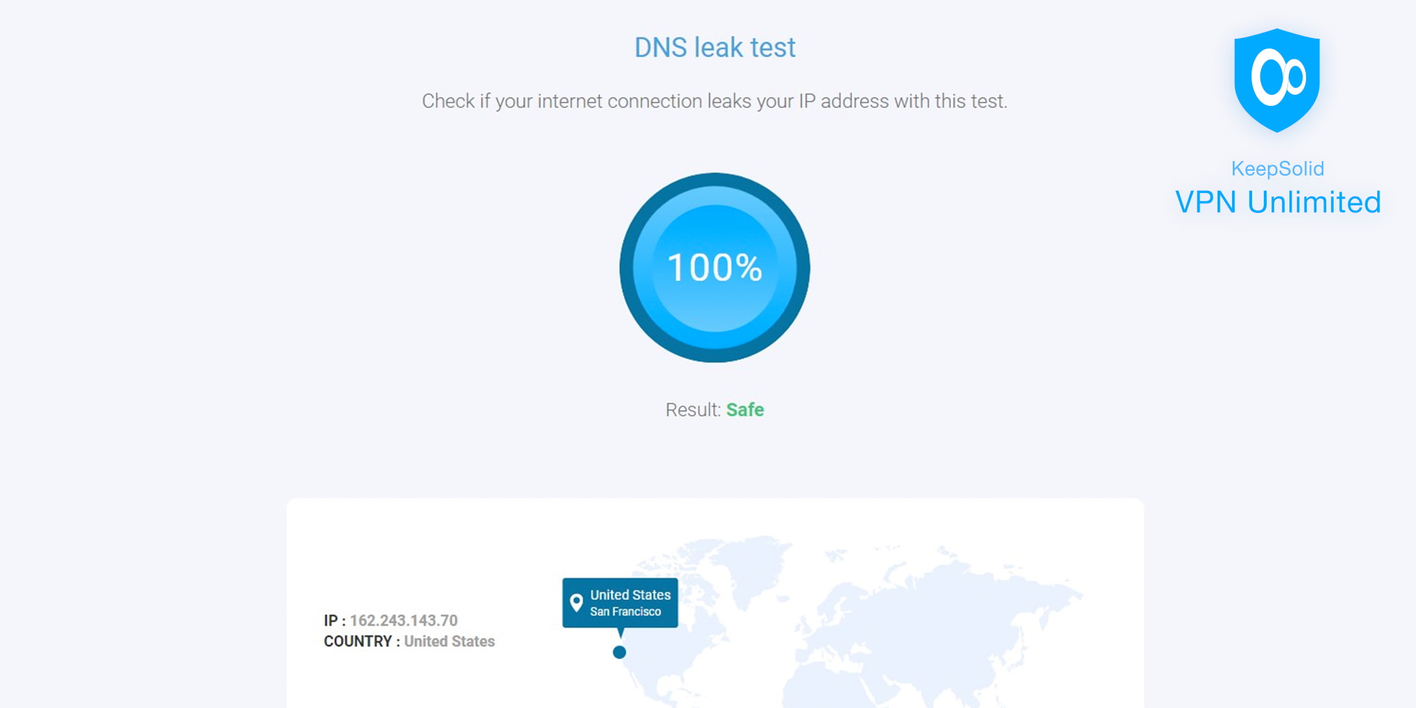 KeepSolid VPN Unlimited. DNS Leak test