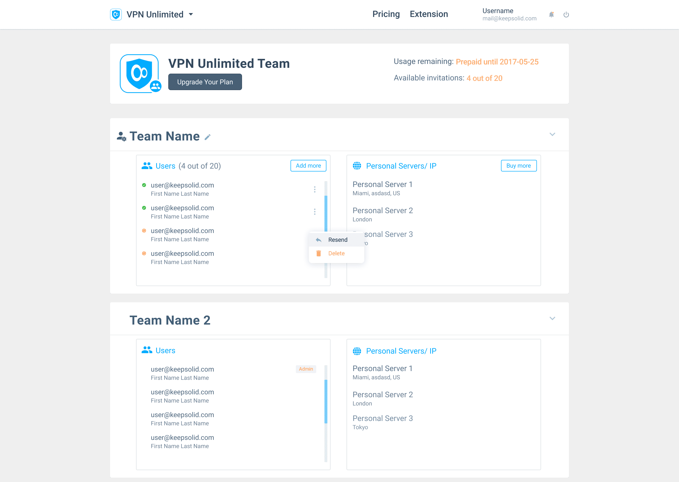 VPN Unlimited Team Example